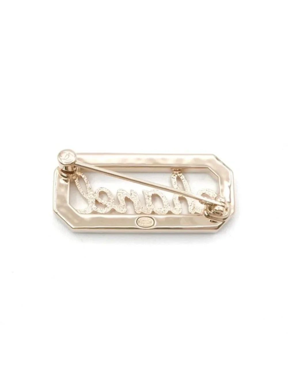 Chanel Brooch Corsage Gold Logo Rhinestone